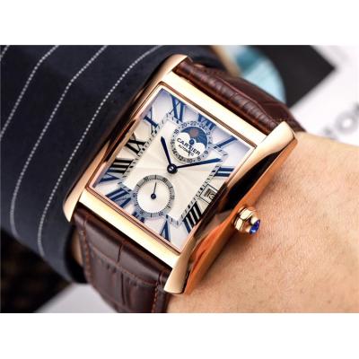 Replica Tank A21j Automatic Movement  Mens Watch White Dial Leather Strap E91