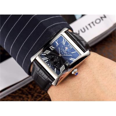 Replica Tank A21j Automatic Movement  Mens Watch White Dial Leather Strap E91