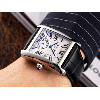 Replica Tank A21j Automatic Movement  Mens Watch White Dial Leather Strap E92