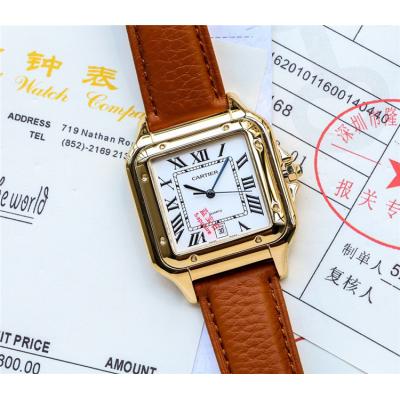 Replica Panthère Swiss Quartz Movement Mens Watch White Dial Leather Strap A E96