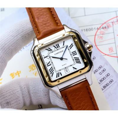 Replica Panthère Swiss Quartz Movement Mens Watch White Dial Leather Strap B E96