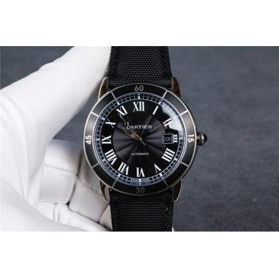 Replica Ronde A21j Automatic Movement Mens Watch Black Dial Nylon Strap E98