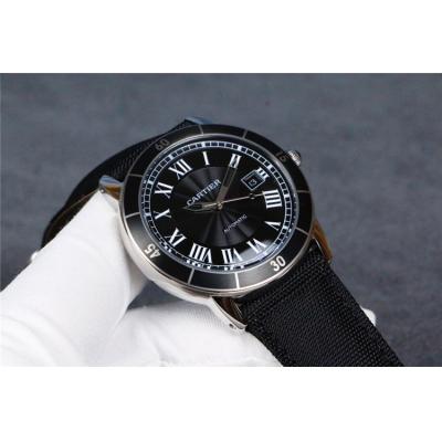 Replica Ronde A21j Automatic Movement Mens Watch Black Dial Nylon Strap E98