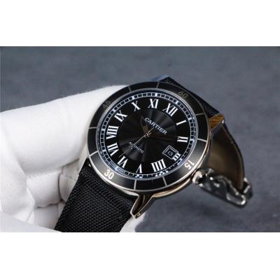 Replica Ronde A21j Automatic Movement Mens Watch Black Dial Nylon Strap E98