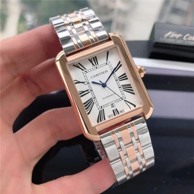 Replica Tank A21j Automatic Movement  Mens Watch White Dial Two Tone Rose Gold E102