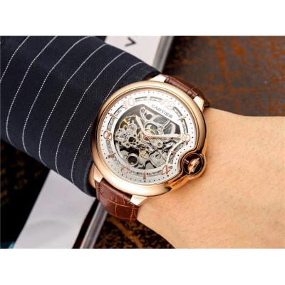 Replica Ballon Bleu Swiss Quartz Movement Mens Watch Skeleton Dial Leather Strap E107