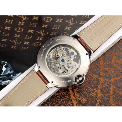 Replica Ballon Bleu Swiss Quartz Movement Mens Watch Skeleton Dial Leather Strap E107