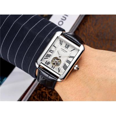 Replica Tank A21j Automatic Movement Mens Watch White Dial Leather Strap A E117