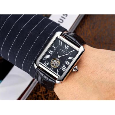 Replica Tank A21j Automatic Movement Mens Watch White Dial Leather Strap A E117