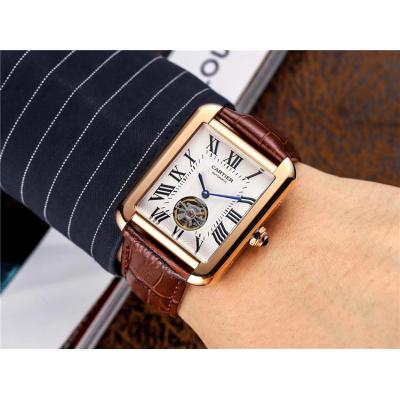 Replica Tank A21j Automatic Movement Mens Watch White Dial Leather Strap A E117