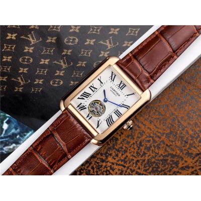 Replica Tank A21j Automatic Movement Mens Watch White Dial Leather Strap A E117