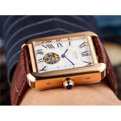 Replica Tank A21j Automatic Movement Mens Watch White Dial Leather Strap A E117