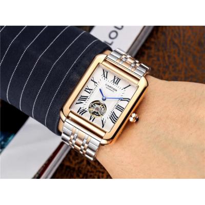 Replica Tank A21j Automatic Movement Mens Watch Black Dial Two Tone Rose Gold B E117