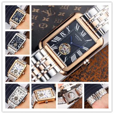 Replica Tank A21j Automatic Movement Mens Watch Black Dial Two Tone Rose Gold B E117