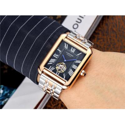 Replica Tank A21j Automatic Movement Mens Watch Black Dial Two Tone Rose Gold B E117