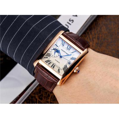 Replica Tank A21j Automatic Movement Mens Watch White Dial Leather Strap B E119