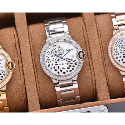 Replica Panthère Swiss Quartz Movement Womens Watch Cheetah Dial Two Tone Yellow Gold A E124