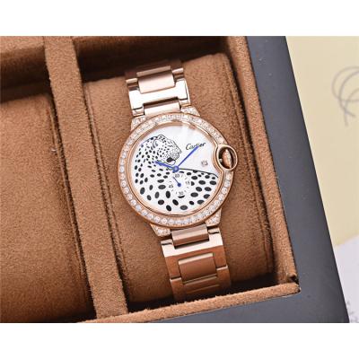 Replica Panthère Swiss Quartz Movement Womens Watch Cheetah Dial Two Tone Yellow Gold A E124