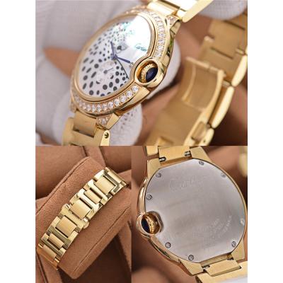 Replica Panthère Swiss Quartz Movement Womens Watch Cheetah Dial Two Tone Yellow Gold A E124