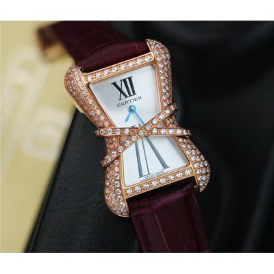 Replica High Jewelry Swiss Quartz Movement Womens Watch White Dial Leather Strap C E125