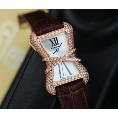 Replica High Jewelry Swiss Quartz Movement Womens Watch White Dial Leather Strap C E125