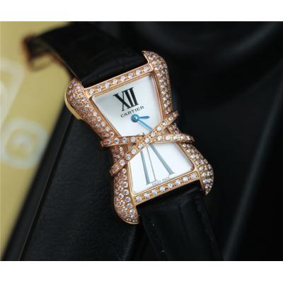 Replica High Jewelry Swiss Quartz Movement Womens Watch White Dial Leather Strap C E125