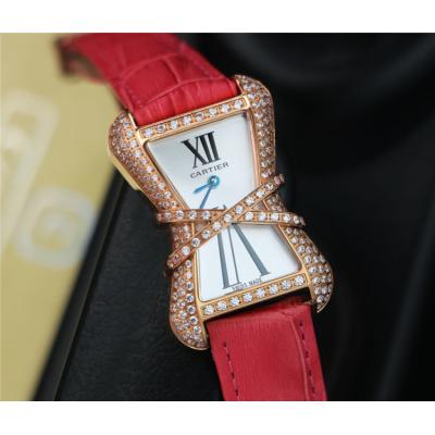 Replica High Jewelry Swiss Quartz Movement Womens Watch White Dial Leather Strap C E125