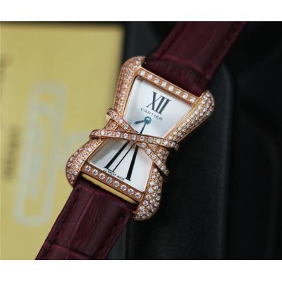 Replica High Jewelry Swiss Quartz Movement Womens Watch White Dial Leather Strap C E125