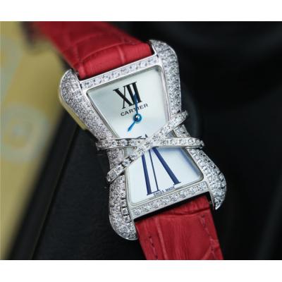 Replica High Jewelry Swiss Quartz Movement Womens Watch White Dial Leather Strap D E125