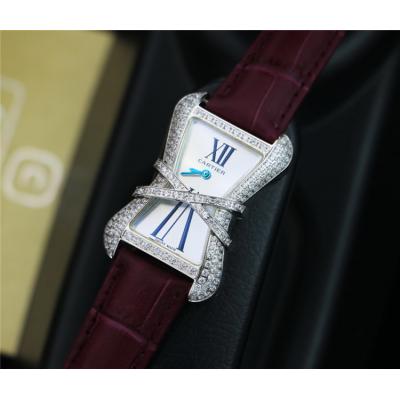 Replica High Jewelry Swiss Quartz Movement Womens Watch White Dial Leather Strap D E125