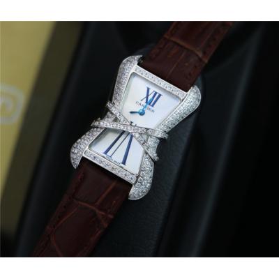 Replica High Jewelry Swiss Quartz Movement Womens Watch White Dial Leather Strap D E125