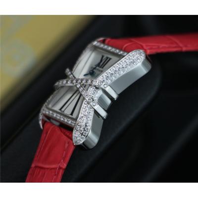 Replica High Jewelry Swiss Quartz Movement Womens Watch White Dial Leather Strap D E125