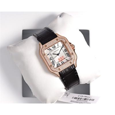 Replica Santos Swiss Quartz Movement Womens Watch White Dial Leather Strap A E144