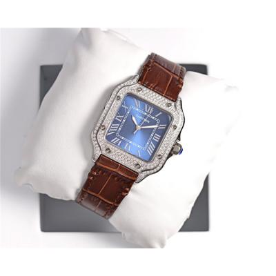 Replica Santos Swiss Quartz Movement Womens Watch White Dial Leather Strap B E144