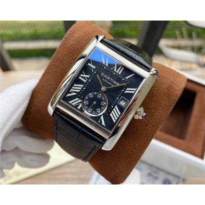 Replica Tank A21j Automatic Movement Mens Watch Black Dial Leather Strap E149