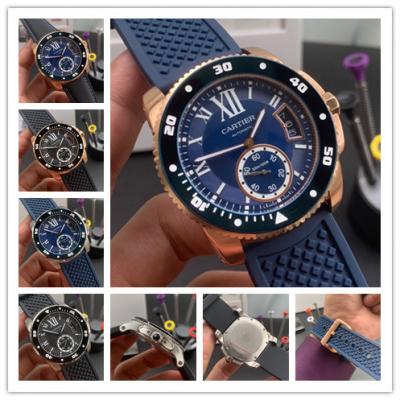 Replica Calibre A21j Automatic Movement Mens Watch Blue Dial Rubber Strap E150