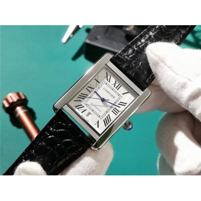 Replica Tank Japan Miyota 8215 Automatic Movement Mens Watch White Dial Leather Strap A E163