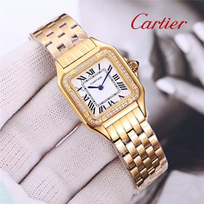 Replica Tank Swiss Quartz Movement Womens Watch White Dial Two Tone Yellow Gold E185