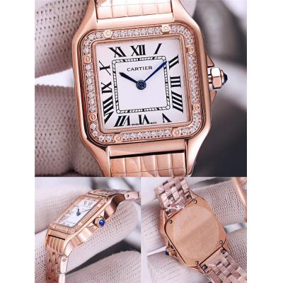 Replica Tank Swiss Quartz Movement Womens Watch White Dial Two Tone Yellow Gold E185