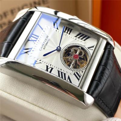 Replica Tank Japan Miyota 8215 Automatic Movement Mens Watch White Dial Leather Strap E191