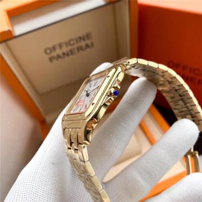 Replica Panthère Swiss Quartz Movement Womens Watch White Dial Jubilee Bracelet Rose Gold D E198