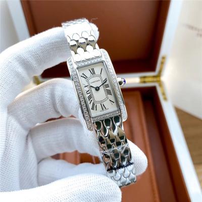 Replica Tank Swiss Quartz Movement Womens Watch White Dial Stainless Steel E245