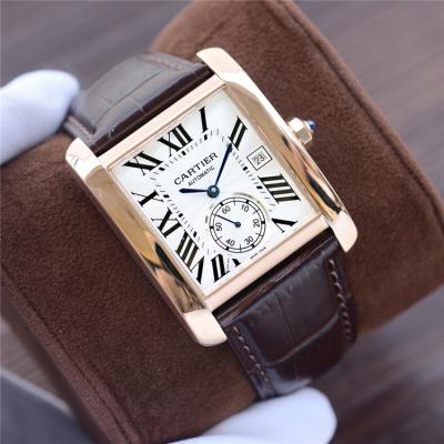 Replica Tank A21j Automatic Movement Mens Watch Brown Dial Leather Strap B E248