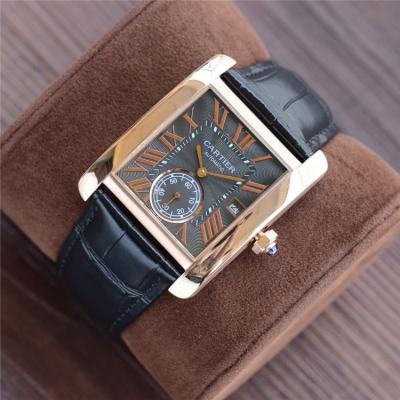 Replica Tank A21j Automatic Movement Mens Watch Brown Dial Leather Strap B E248