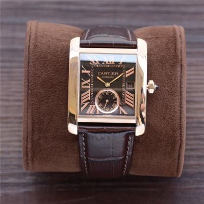 Replica Tank A21j Automatic Movement Mens Watch Brown Dial Leather Strap B E248