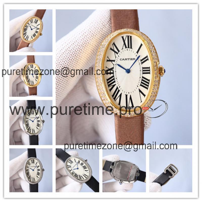 Replica Baignoire A21j Automatic Movement Womens Watch White Dial Leather Strap E266