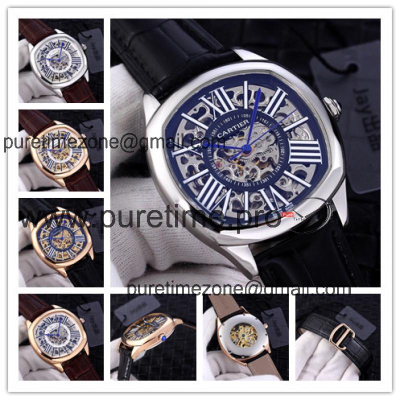 Replica Drive A21j Automatic Movement Mens Watch Skeleton Dial Leather Strap A G07