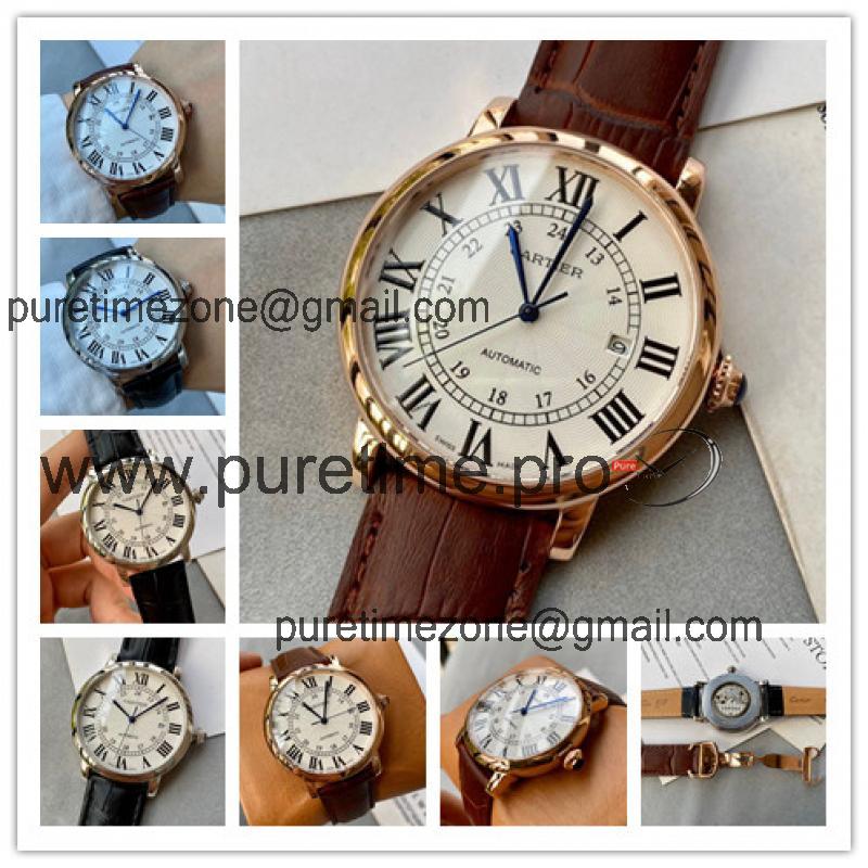 Replica Rotonde A2813 Automatic Movement Mens Watch White Dial Leather Strap G10