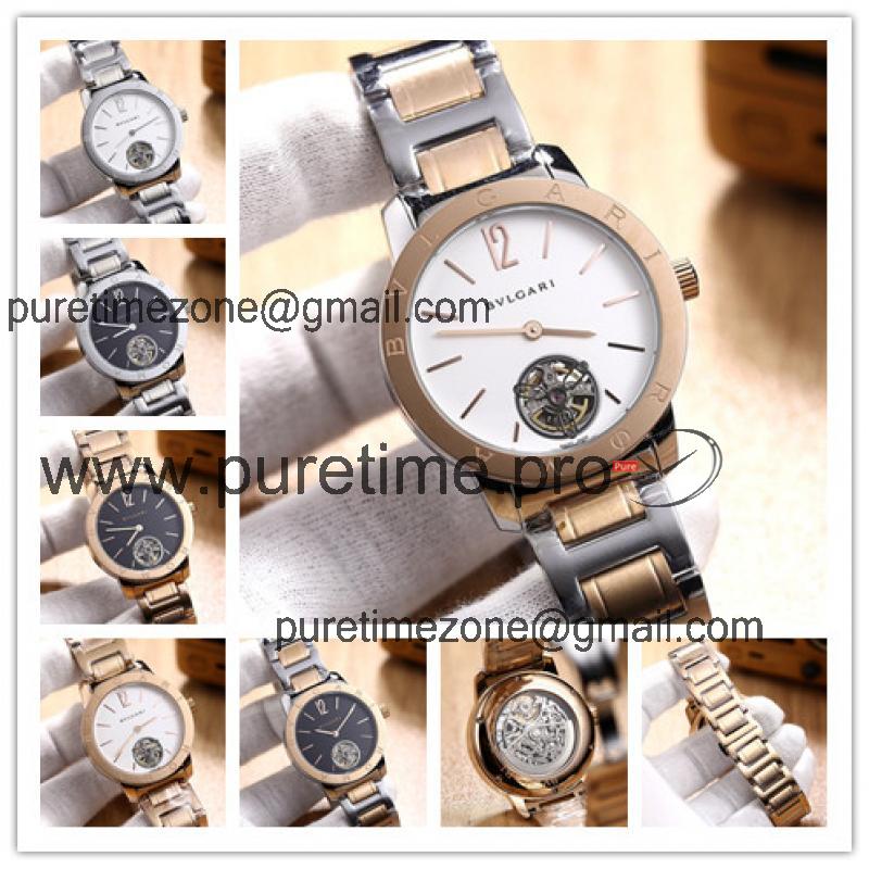 Replica A21J Automatic Movement Mens Watch White Dial Two Tone Rose Gold A E05