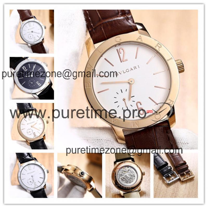 Replica A21J Automatic Movement Mens Watch White Dial Leather Strap A E06